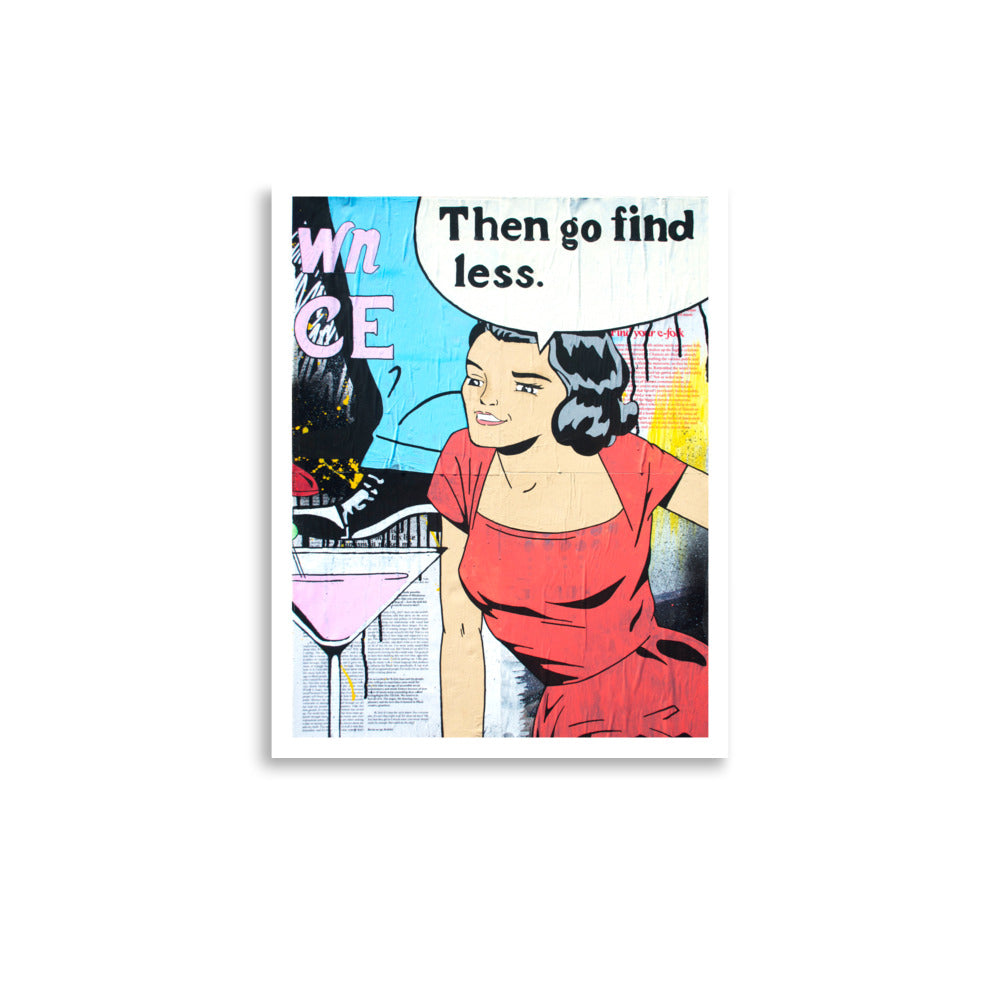"go find less" print