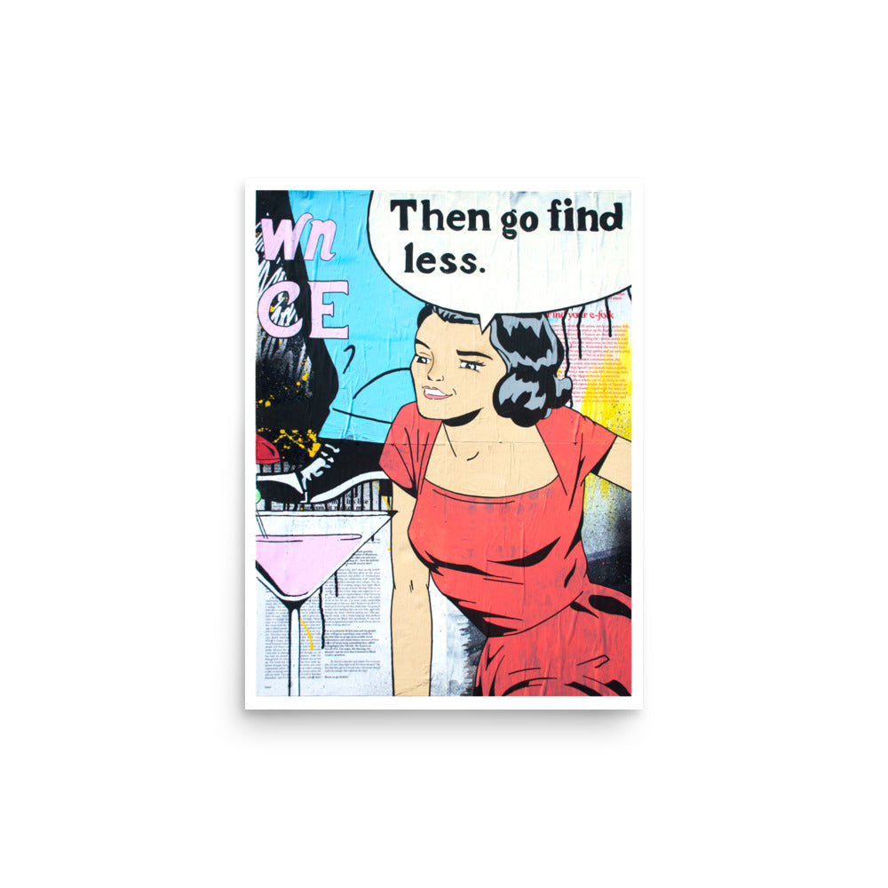 "go find less" print