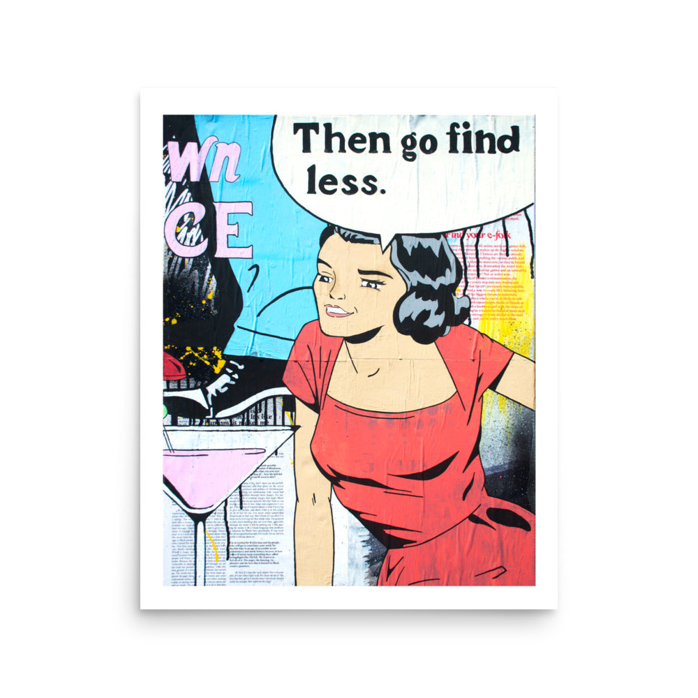 "go find less" print