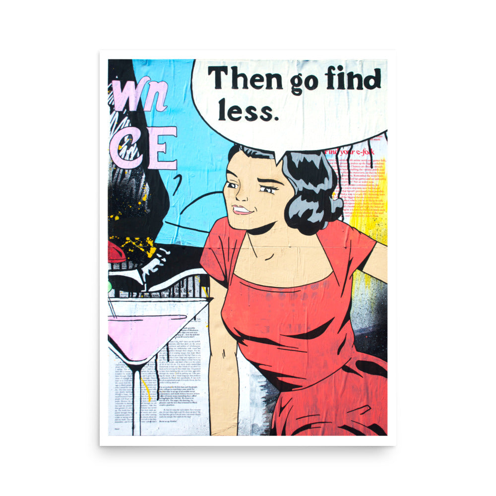 "go find less" print