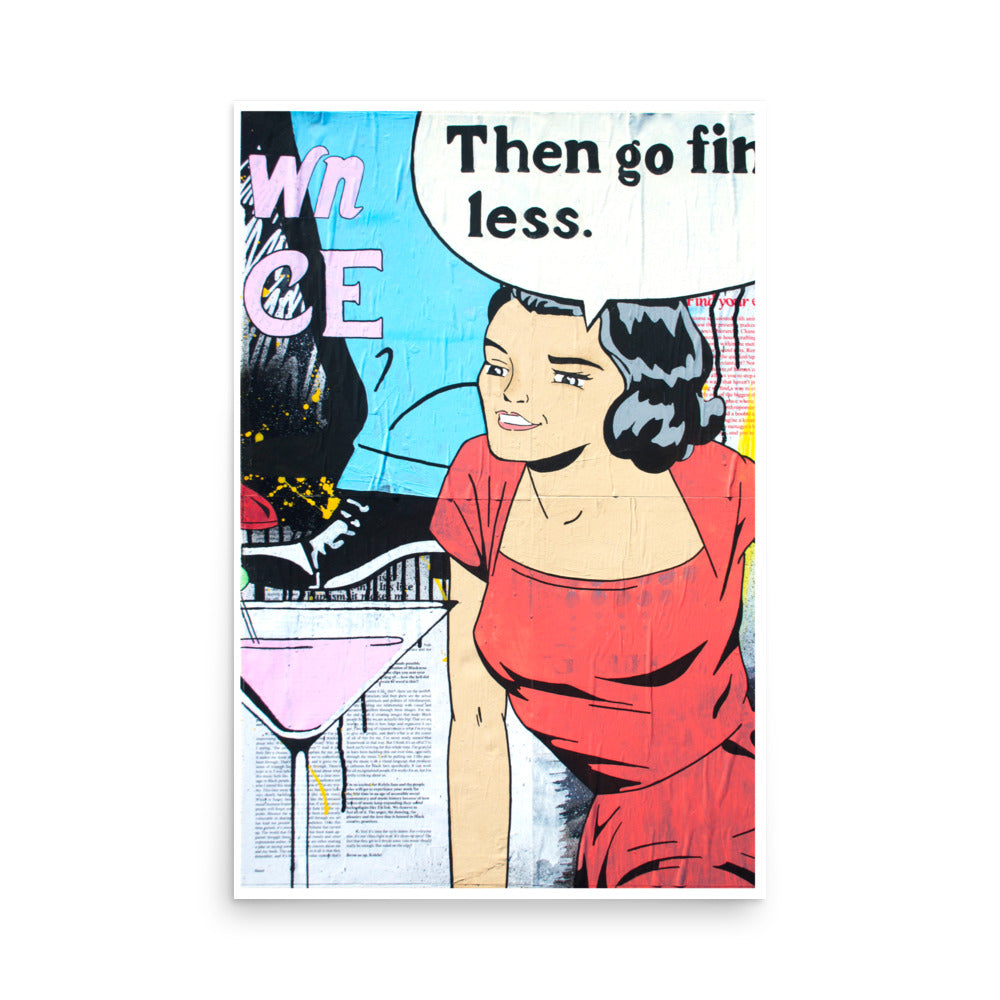 "go find less" print