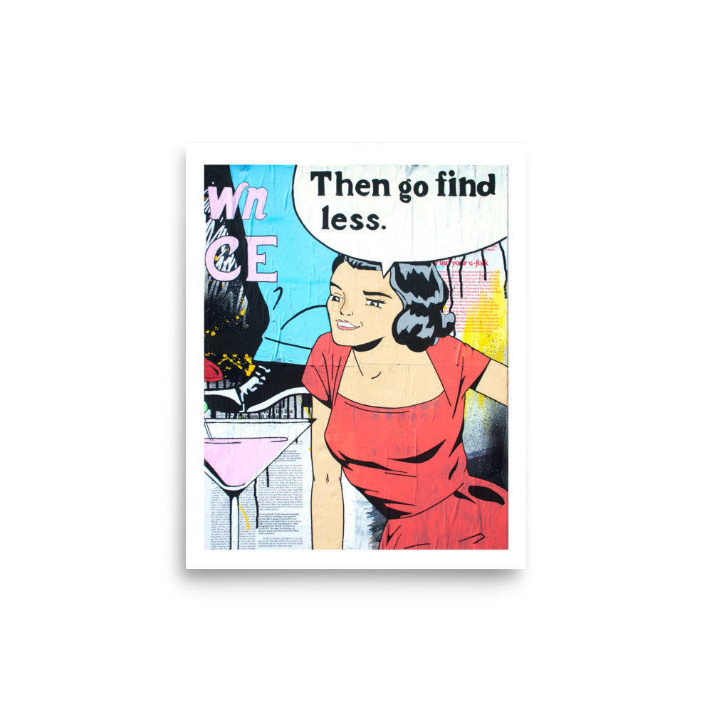"go find less" print