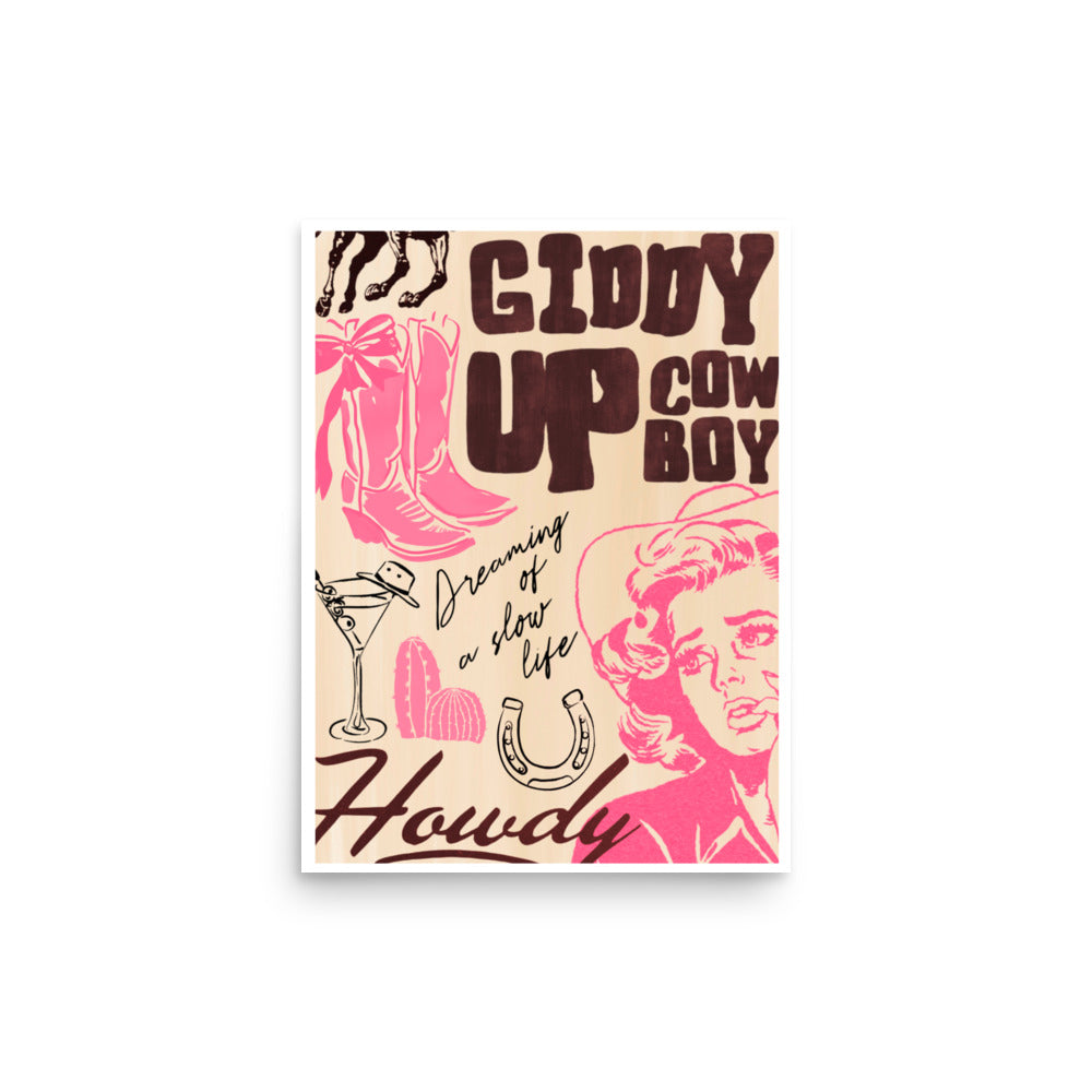 "giddy up" print