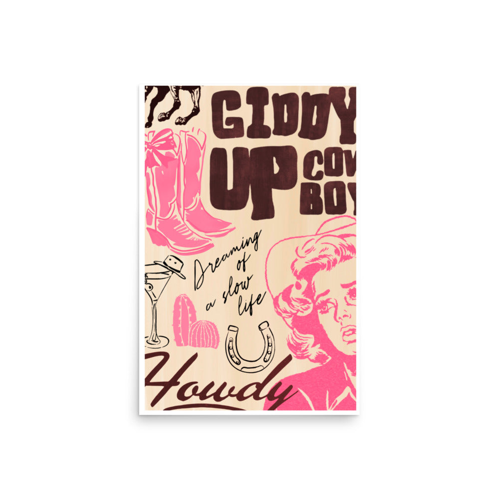 "giddy up" print