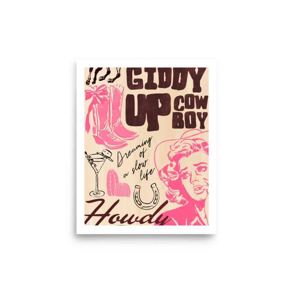 "giddy up" print